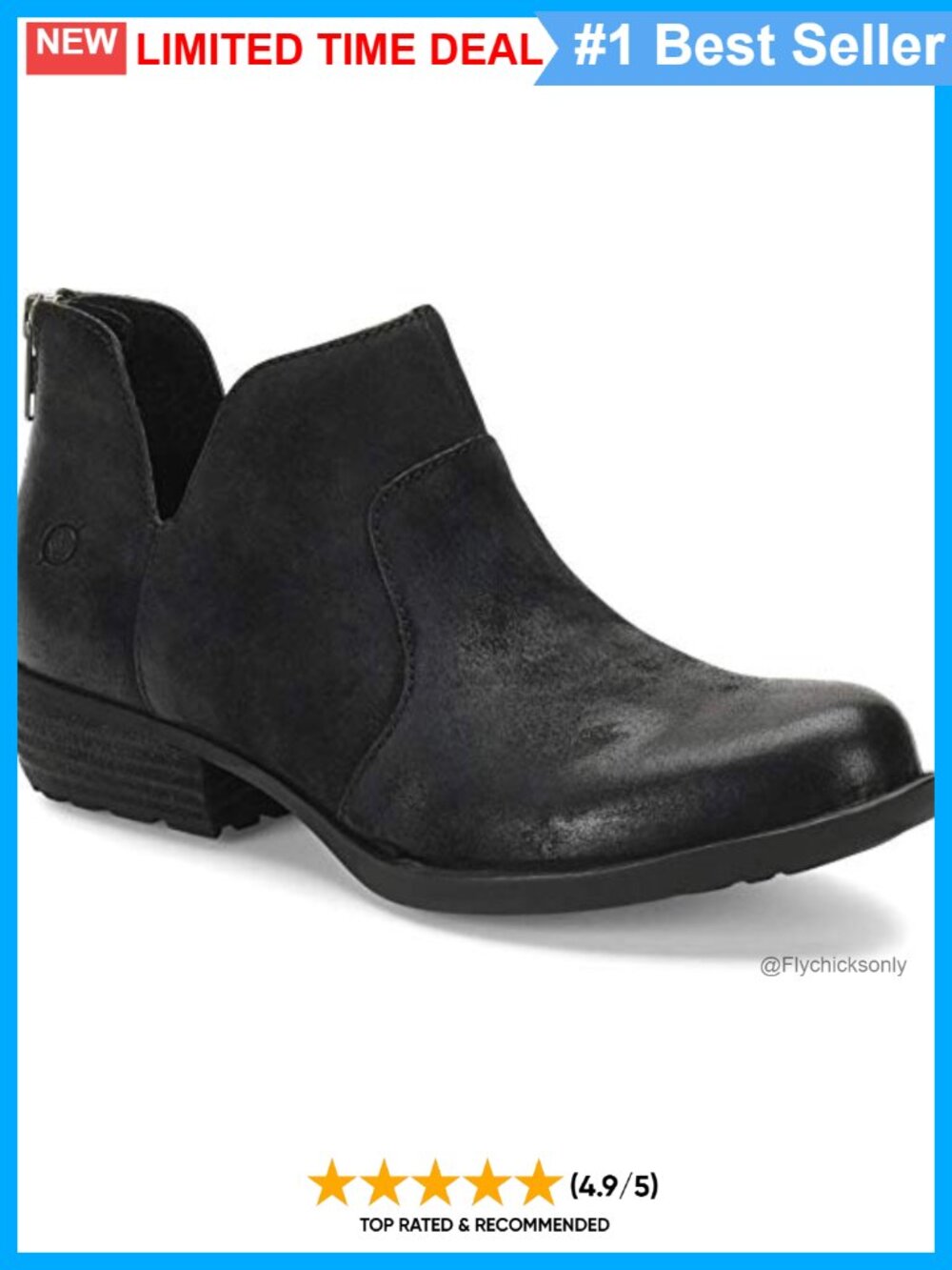 BORN Kerri Suede Leather Ankle Bootie Block Heel Comfort Boot